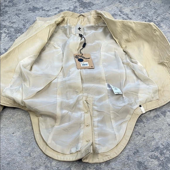NWT One Teaspoon Vogue Washed Leather Jacket Ivory Beige Steampunk Sz 4 - Picture 4 of 15